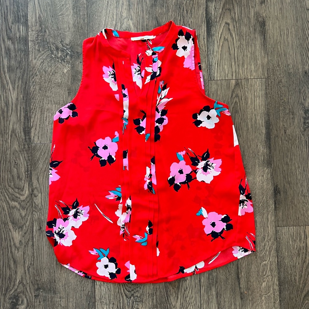 41 HAWTHORN Stitch Fix Women's S Small Red Floral Sleeveless Top Blouse Tank